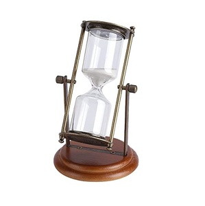 Moderno metal y madera arena temporizador decorativo estilo europeo mesa de madera decoración arena temporizador antiguo venta al por mayor personalizado - Product Image 1
