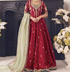 Best Seller tradicional étnico indio paquistaní fiesta desgaste Lehenga Dupatta conjunto Georgette bordado encaje lentejuelas completo Natural - Product Image 2