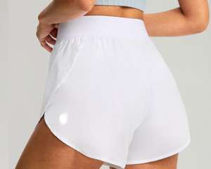Nouveau short de course sportif 2 en 1 pour femmes motif chaud taille haute coupe ajustée short de yoga de couleur unie - Product Image 3