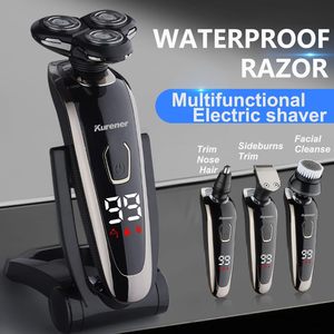 Rasoir Électrique Rotatif Rechargeable 100% IPX7 pour Hommes, Utilisation Humide/Sèche, Tondeuse Nez, Brosse Nettoyante Visage, Tête de Rasage de Remplacement - Product Image 6