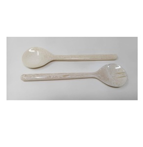 Ensemble de cuillères à salade en résine à long manche NOIR, écologiques, lavables au lave-vaisselle, outils à salade, cuisine à domicile, fabriqué en Inde - Product Image 5