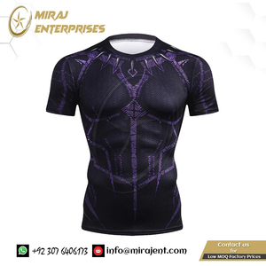 เสื้อยืดรัดกล้ามเนื้อของผู้ชายเสื้อออกกำลังกายแขนสั้นผ้าฝ้าย100% ระบายอากาศฤดูร้อน - Product Image 2