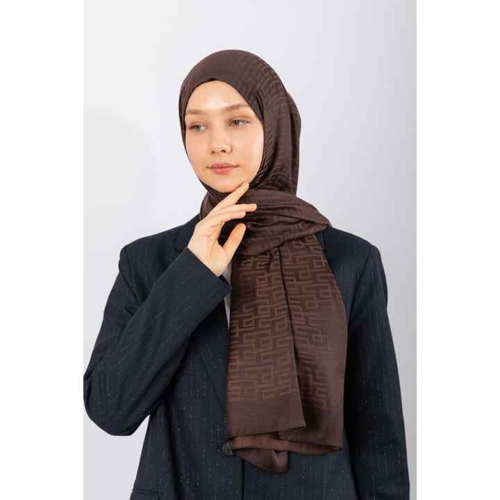 Silky Shawl Geometric - Bitter Brown