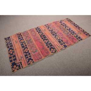 3,1x6,5 ft Vintage Rug, Turkish Accent Rug, <b>Red</b> Patchwork <b>Wool</b> Rug - Product Image 2
