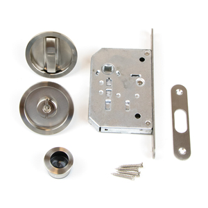 Kit chiavistello rotondo in acciaio Emuca per porte scorrevoli finitura nichel satinato - Product Image 4