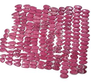 Par de thulita Rosa semipreciosa superventas, cabujón de piedras preciosas sueltas, cabujón de piedras preciosas sueltas lisas naturales a granel - Product Image 3