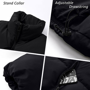 Women's Black Quilted Hooded Puffer <b>Jacket</b> Full Sleeve Zipper Closure Winter Thick Warm Coat Solid Color Casual Style - Product Image 5