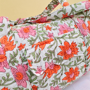 กระเป๋าเดินทางผ้าคอตตอนพิมพ์ลายสำหรับผู้หญิงกระเป๋าผ้านวมสไตล์วินเทจสไตล์โบโฮสำหรับใช้ในชีวิตประจำวันออกแบบโลโก้ได้ตามต้องการ - Product Image 1