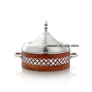 Casserole en argent directe d'usine avec couvercle martelé fantaisie Top tendance chauffe-plats pour le Moyen-Orient - Product Image 1