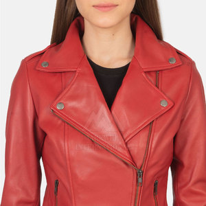 Veste de mode d'hiver pour femmes personnalisée en gros couleur unie en cuir véritable respirant coupe-vent design tricoté - Product Image 6
