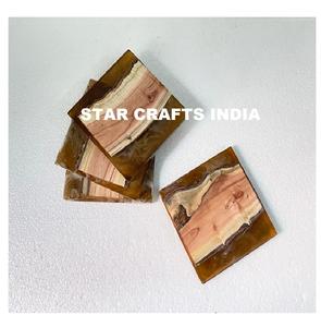 Sous-verre artisanal en bois époxy et résine d'acacia de la meilleure qualité Dessous de verre à thé en bois fait à la main - Product Image 3
