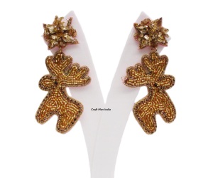 Wholesale New Elegant Pink Christmas Handmade Beads & Rhinestone Imitation Pearl Bow Tree <b>Earrings</b> <b>for</b> Women - Product Image 3