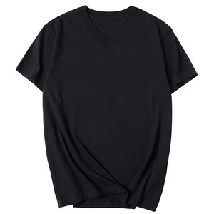 T-shirt uni de haute qualité 100% coton T-shirt uni unisexe col en V vêtements pour hommes grande taille chemises pour hommes Logo personnalisé hommes t-shirts - Product Image 5