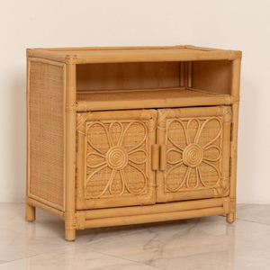 Armoire pour bébés en rotin naturel, armoire de rangement en tissu, motifs de signes de paix, commode en osier pour enfants - Product Image 5