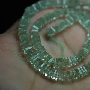 Perles d'espacement en améthyste verte, lisses, en forme de cube Heishi, pierres précieuses carrées, 16,5 mm, 6 mm, minéraux naturels polis et calibrés - Product Image 1