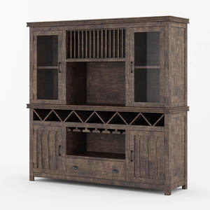 Armoire de cuisine en teck massif écologique antique, meubles en bois de Java pour salle à manger, bar, porte-vin, portes vitrées pour l'exposition - Product Image 3