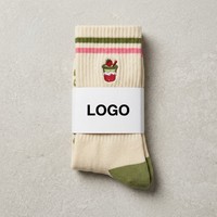 Kaos Kaki Olahraga Pilates Anti Selip dengan Logo Bordir Stroberi Custom Terbaru