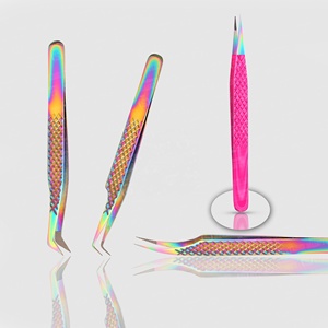 New Arrival Color Multi and <b>Pink</b> Stainless Steel Eyelash Extension Tweezers Hand Made Available All Color Custom Logo - Product Image 1
