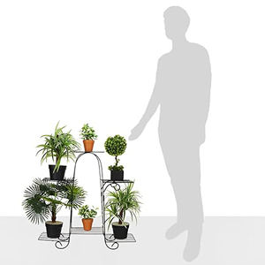 Support de pot de fleurs en métal à plusieurs niveaux (noir, pour 6 jardinières) | Support de pot en métal pour plusieurs plantes | Intérieur/Extérieur - Product Image 6