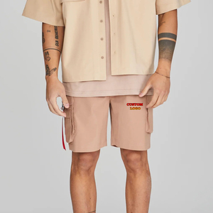 Shorts cargo pour hommes en sergé 100% coton, article le plus vendu en gros, logo imprimé DTF personnalisé avec poches latérales utilitaires - Product Image 1