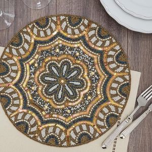 ที่รองจานลูกปัดลายดอกไม้หรูหราเครื่องใช้บนโต๊ะอาหารสไตล์คลาสสิกสำหรับงานเฉลิมฉลองพิเศษของตกแต่งบ้านงานแต่งงานคริสต์มาสงานเฉลิมฉลองอื่นๆ - Product Image 5