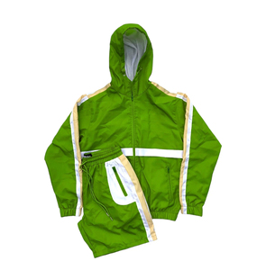 Simple and Lightweight half <b>zip</b> Windbreaker Jacket and Hoodie <b>Shorts</b> Set Printed New Arrival Two Piece Tracksuits - Product Image 3