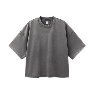 Camisetas Premium Vintage Negras Lavadas para <span class=keywords><strong>Hombre</strong></span>, Estilo Desgastado, Corte Holgado, Lisas, de Tela Gruesa, Estilo Urbano, Directo de Fábrica - Product Image 6