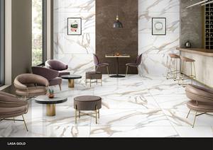 ลายเส้นสีเทา24x48นิ้วกระเบื้องเคลือบเงาเหมือนเส้นใย Lasa สีทองมันวาวขนาด600x1200มม. สำหรับห้องนั่งเล่น - Product Image 3