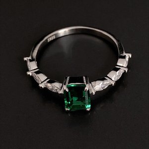925 argent Sterling vert Nano verre classique romantique Design bague Unique femmes mariage anniversaire cadeau émeraude coupe pour la mariée - Product Image 2