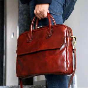 Mallette en cuir PU rétro Crazy Horse pour hommes d'affaires en cuir véritable coque dure sac d'ordinateur portable pour le LLP-0069 de travail de bureau - Product Image 1