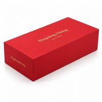 Caixa de Embalagem Cosmética Rígida Vermelha de Luxo Personalizada com Tampa Removível, Forro Interno Preto e Inserto Moldado (Ecológica)