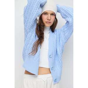 Cárdigan Casual de Punto Abierto para Mujer, Suéter Transpirable Bordado con Cierre de Cremallera Frontal y Estampado para Otoño/Invierno - Product Image 1