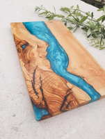 Tabla de Queso de Resina Epoxi Natural, Arte Indio Exótico, Utensilios de Cocina de Madera de Acacia, Tabla de Cortar Rectangular Sostenible, Apta para Lavavajillas