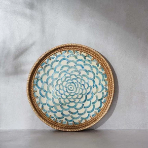 Bandeja de laca de ratán de Vietnam de alta calidad, bandeja redonda hecha a mano con detalle de nácar, elegante para servir o exhibir - Product Image 4