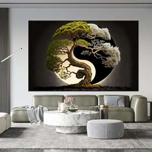 งานศิลปะบนผ้าใบพิมพ์ลายหยินหยางสมัยใหม่สำหรับตกแต่งห้องนั่งเล่น,1P:ห่อหุ้มอย่างดี - Product Image 1