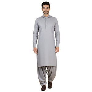 Bata informal para hombre musulmán estilo Shalwar Kameez para hombre, nuevo conjunto de traje de 2 piezas, ropa musulmana de cuello redondo - Product Image 1