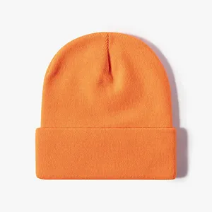Unisex Neon <b>Yellow</b> <b>Beanie</b> Knit Winter Hat 58-60CM Casual Adult Acrylic Cuffed Design Common - Product Image 3