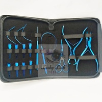 Kits d'outils professionnels pour extensions de cheveux en micro-anneaux, en acier inoxydable de qualité chirurgicale, plaqué plasma bleu durable, noués à la main