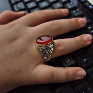 Honey Carnelian 925 Sterling <b>Silver</b> <b>Men's</b> <b>Signet</b> <b>Ring</b> Art Craft Luxury for Muslim <b>Men</b> 925 <b>Silver</b> <b>Rings</b> for <b>Men</b> Made in Turkey - Product Image 4