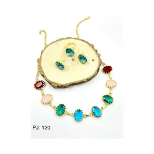 Radiant Elegance: Glass Stone Choker Necklaces and Earring Combos for Stunning Style Available At Reasonable Price