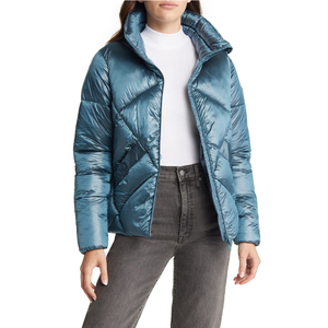 Chaqueta acolchada de burbujas recortada de Invierno para mujer, manga larga con cremallera, cuello alto, forro acolchado, Spandex, nailon, transpirable, recién llegado - Product Image 2