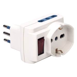 Italian Standard 2-Socket Adapter Switch 2P+T 10/16A (Two-Way) and 10A Electrical Socket Switches - Product Image 1