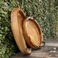 Plateau de service moderne en bois naturel pour hôtels, cafés, maisons, Diwali, Ramadan, mariages - Prix d'exportation depuis l'Inde