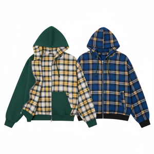 Mens Oversized Plaid Stripe <b>Hoodie</b> Winter Fall Digital Print Reversible Streetwear Jacket Wholesale - Product Image 1