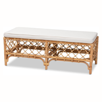 Banc en rotin contemporain Boho Chic fabriqué à la main avec coussin Mobilier naturel pour salon Appartement Hôtel Villa Utilisation extérieure