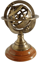 Astrolabio de esfera armilar de latón en base de madera Esfera náutica marítima con soporte - Product Image 4