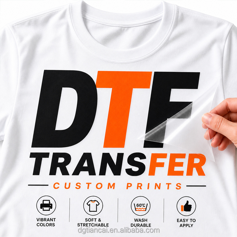 Custom High Quality Heat Transfer Dtf Printer Transfer Hot Peel Sheet Transfer Film for Clothing Heat Transfer Label Printing