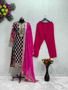 DISEÑADOR PESADO FUAX GEORGETTE TRAJE PAKISTANI - Product Image 2