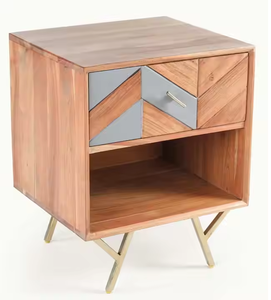 Mesita de noche de madera maciza de calidad superior con almacenamiento integrado en el cajón y aspecto de diseñador que mejora cualquier habitación sin esfuerzo - Product Image 1