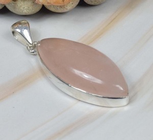 Indian Best Quality Natural Pink Rose Quartz 925 Sterling Silver Gemstone <b>Pendant</b> October <b>Birthstone</b> Gift for Her Stone <b>Pendant</b> - Product Image 3